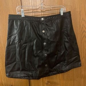 No Boundaries Pleather Button Mini Skirt